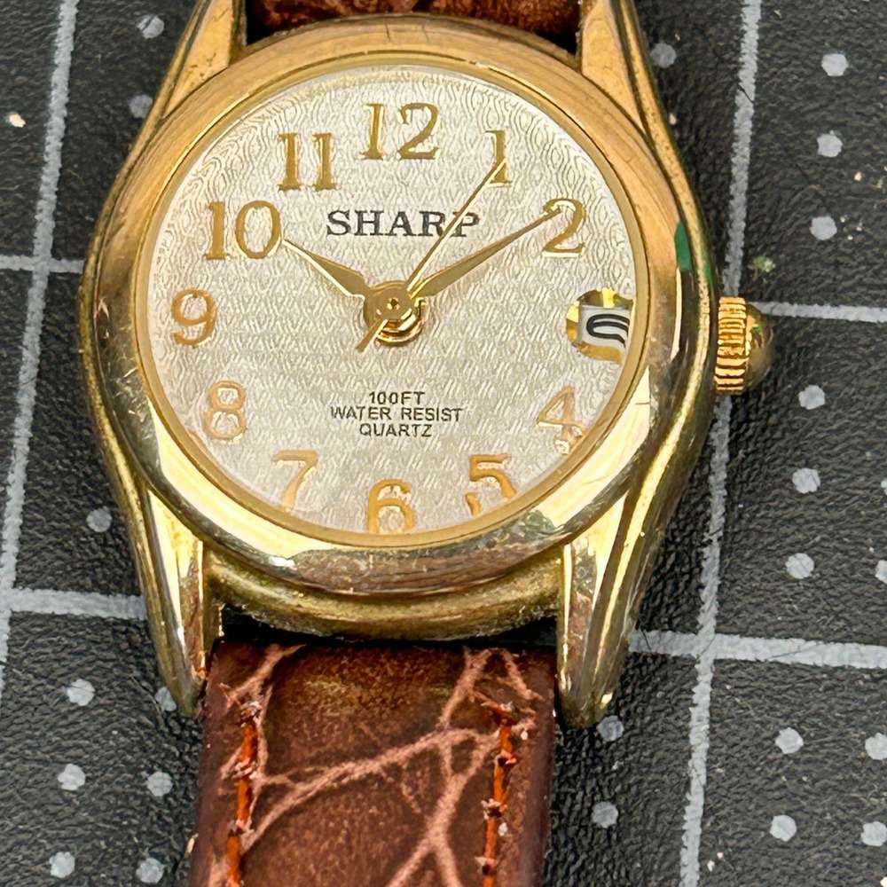 SHARP Womens Gold Tone Watch 100FT Water‎ Resist Quartz Analog Dress Watch
